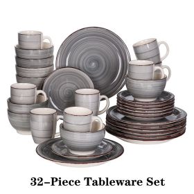 Vancasso Bella-GY 16/32/48-Pieces Porcelain Dinner Set Vintage Ceramic Tableware Set with Dinner Plate,Dessert Plate,Bowl,Mug