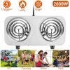 2000W Electric Double Burner Portable Coil Heating Hot Plate Stove Countertop RV Hotplate with Non Slip Rubber Feet 5 Temperature Adjustments